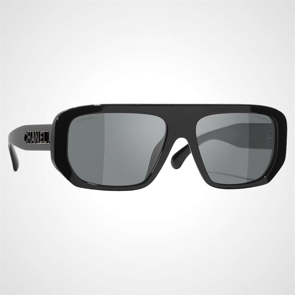 New CHANEL Sunglasses Black Shield Writing On Top 2026 Collection